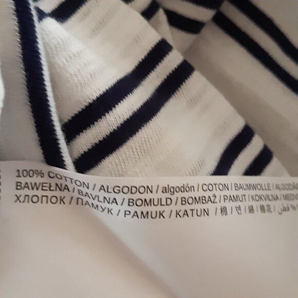 Striped Tshirt Black White with Sequin Brooch M -L - Picture 7 of 9